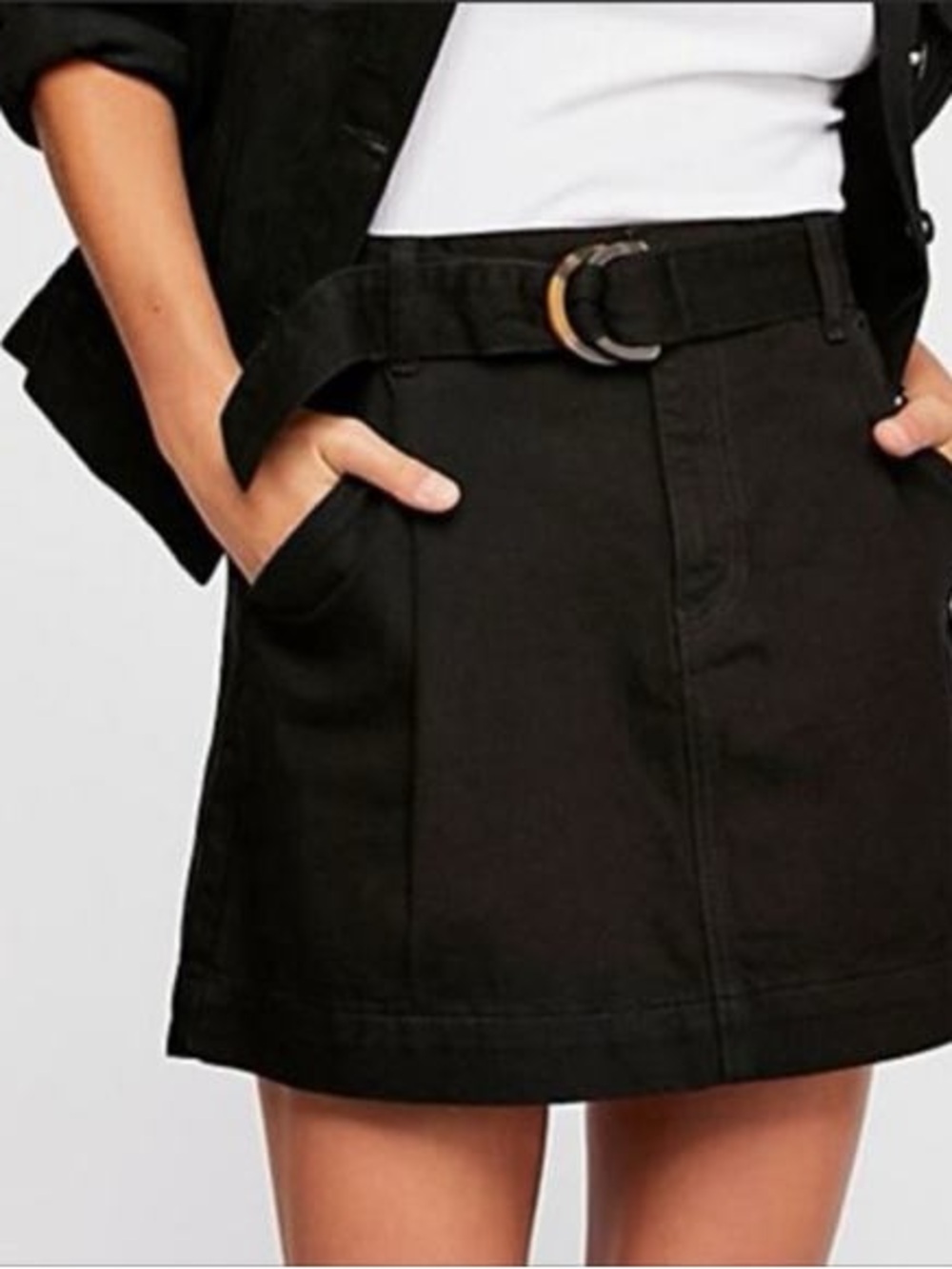 Free People We The Free Jade Belted Denim Mini Skirt size 30